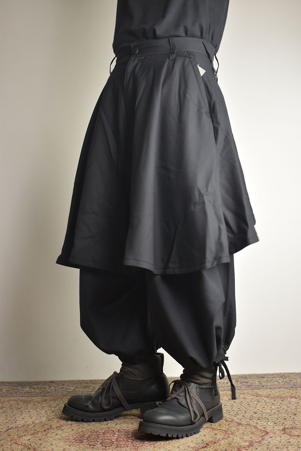 Layerd Super Wide Sarouel"Black" / レイヤードスーパーワイドサルエル"ブラック"