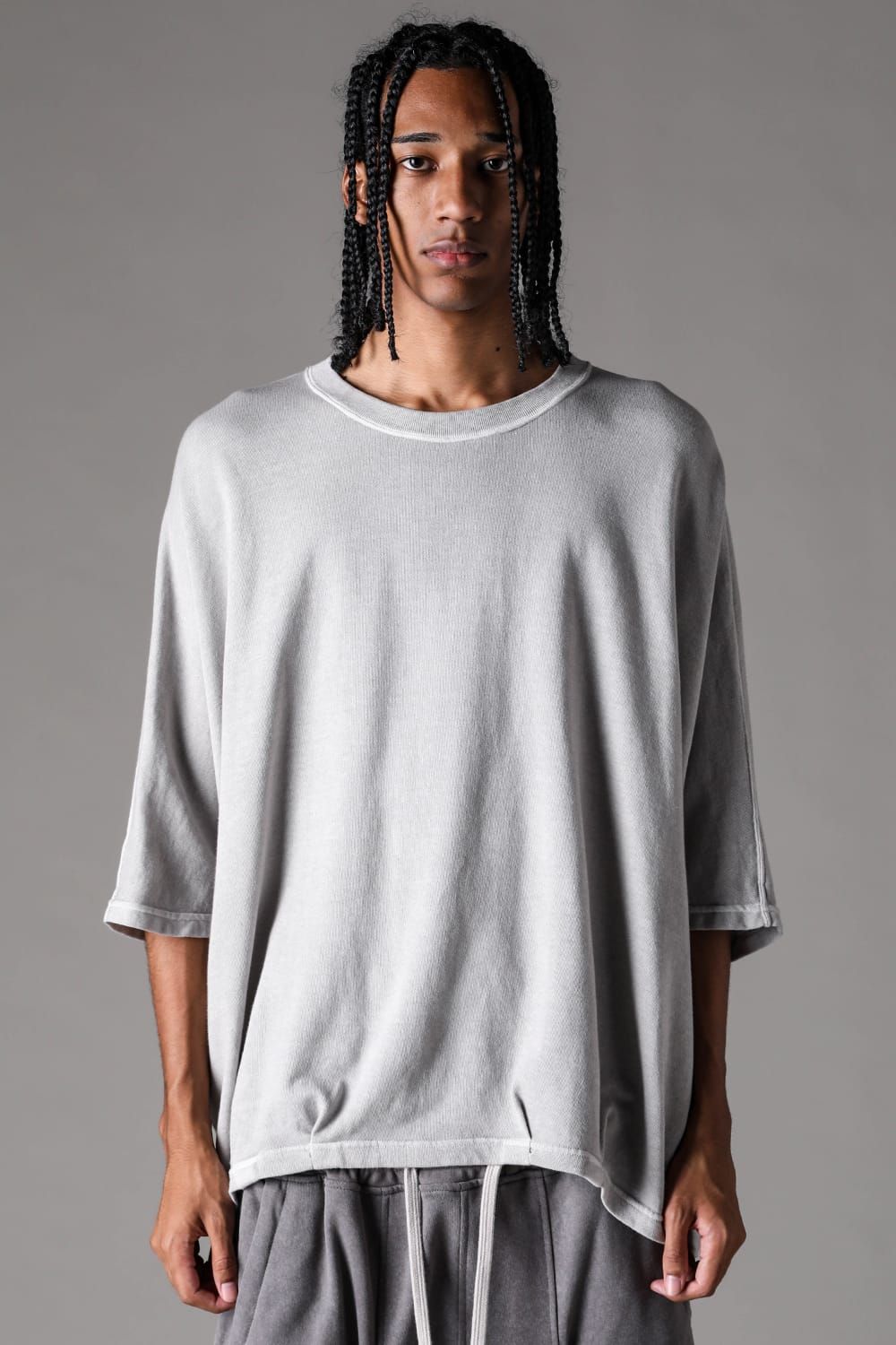 《2027SS先行予約》Sumi Dyed Lightweight French Terry Dolman Jumbo Tee"L.Grey" / 墨染ミニ裏毛ドルマンジャンボTee"ライトグレー"