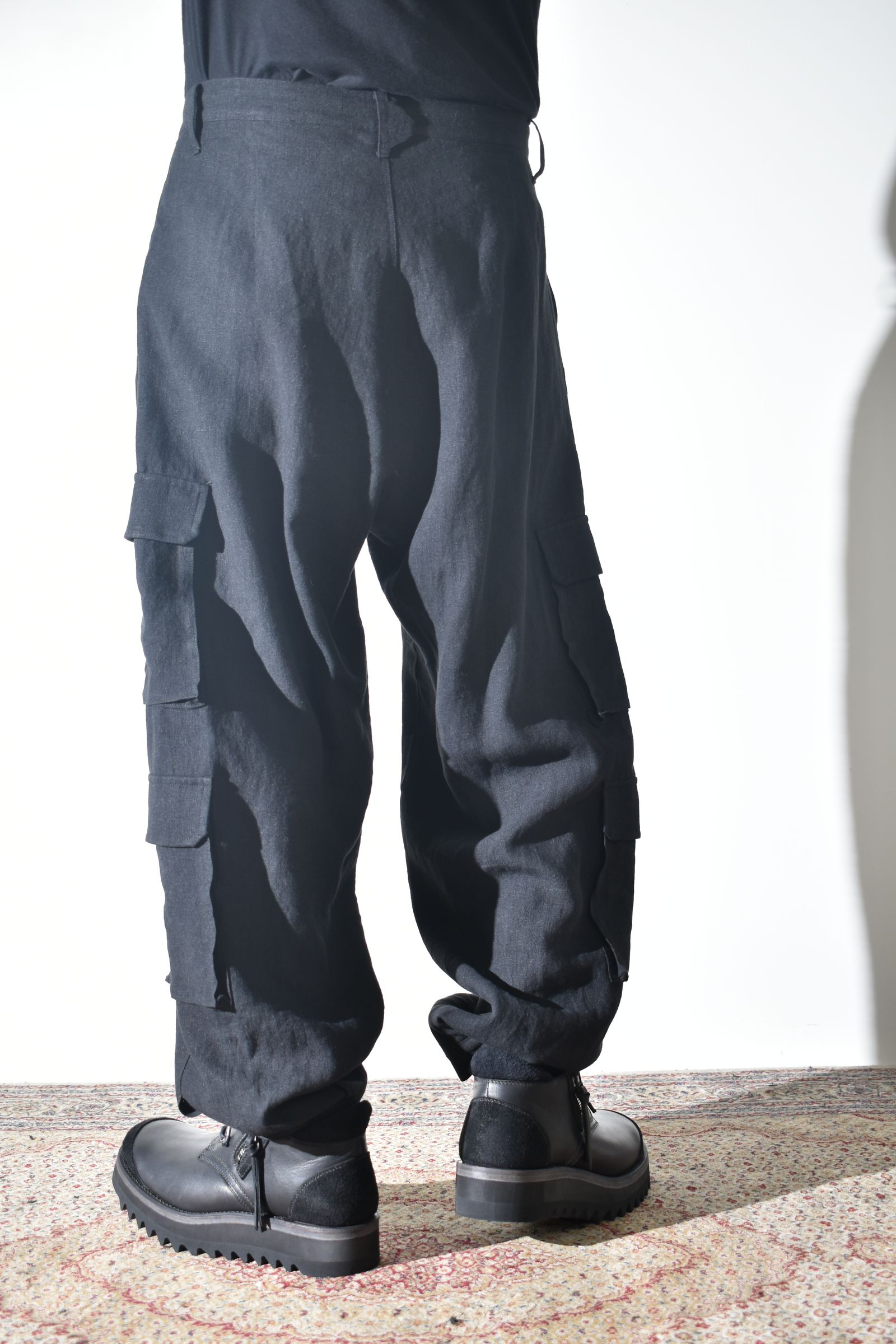 Linen Cargo Pants "Black" / リネンカーゴパンツ"ブラック"