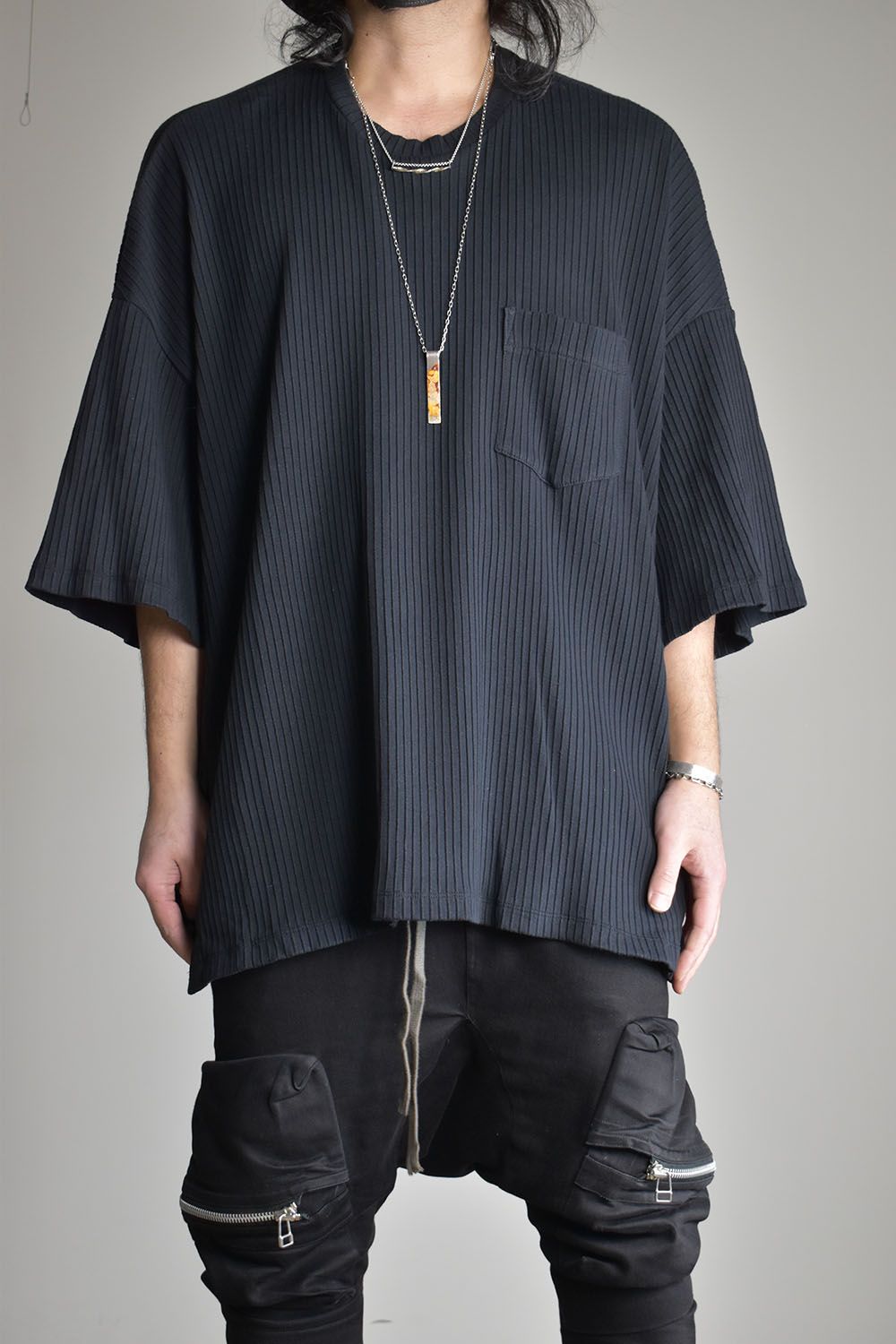 Pleated Knit Tee"Black"/プリーツニットTee"ブラック"