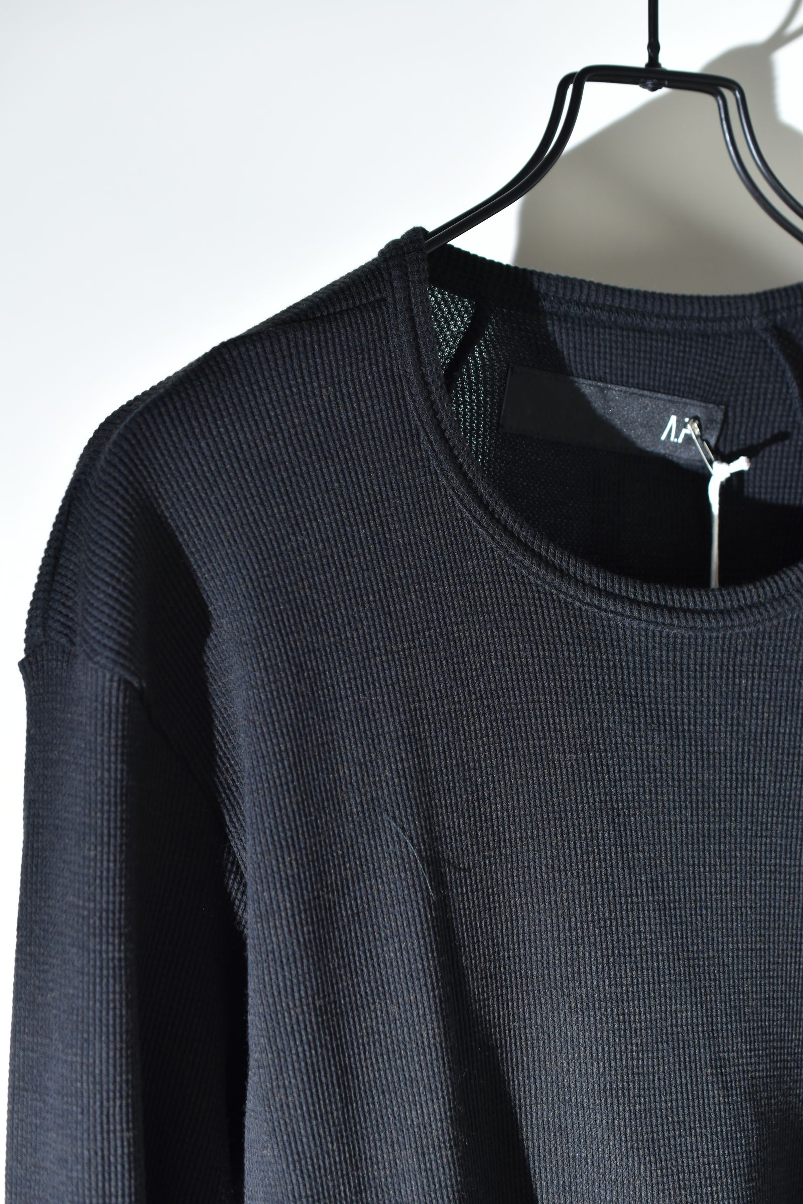 Back Printed Waffle Jersey Long  Sleeve Tee"Black" バックプリントワッフルジャージーロングスリーブTee"ブラック"