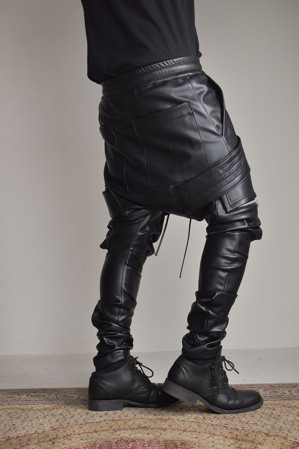 Synthetic Leather Cargo Sarouel Skinny"Black"/シンセティックレザーカーゴサルエルスキニー"ブラック"