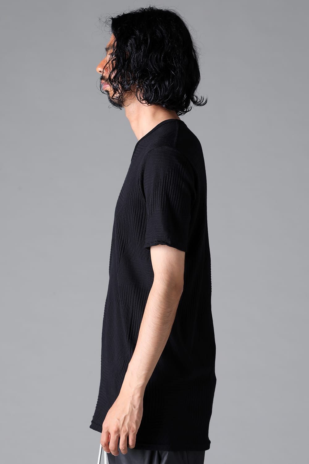《2026SS先行予約》Deformed Stripe Pattern Slim Tee "Black / Cream" /ディフォルメドストライプパターンスリムTee"ブラック/クリーム"