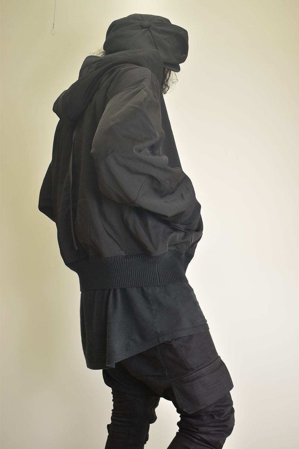 Nylon Wool Twill Hooded Jacket"Black" / ナイロンウールツイルフーデッドジャケット"ブラック"