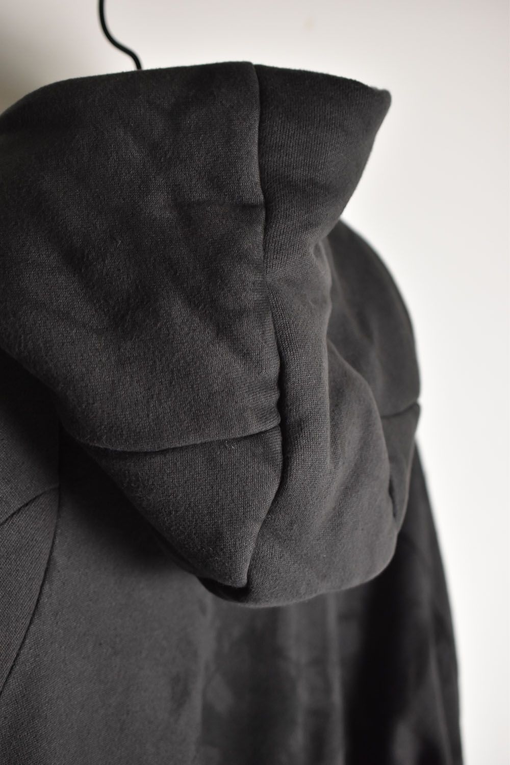 Unevenly Dyed  Non-Ply Yarn Double Zip Suspender Hooded Jacket"Charcoal"/ムラ染め無撚糸裏毛ダブルジップサスペンダーフーデッドジャケット"チャコール"