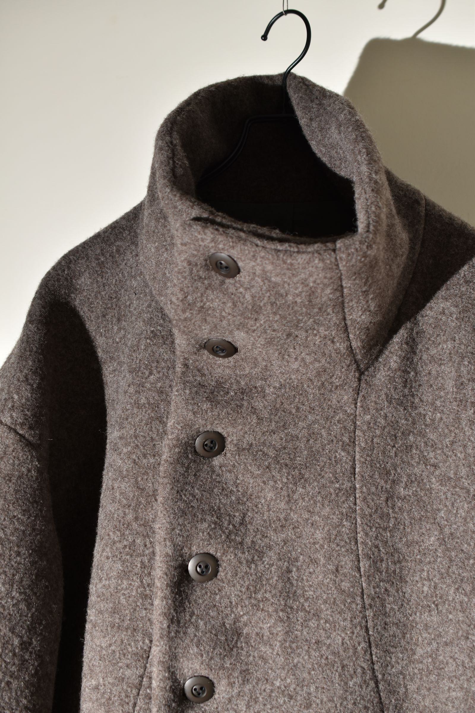 Wool Pile High Neck Coat "GreyBeige" / ウールパイルハイネックコート"グレーベージュ"