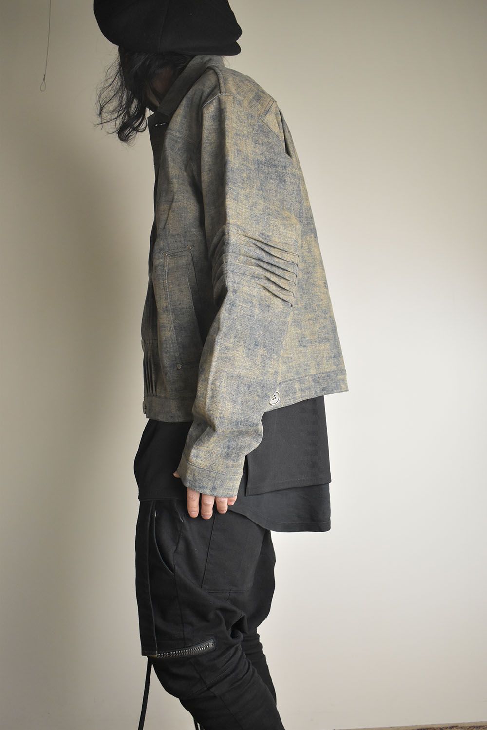 Blended Shades Denim Pin Tuck Blouson "Steel Blue" / ブレンデッドシェイドデニムピンタックブルゾン"スティールブルー"