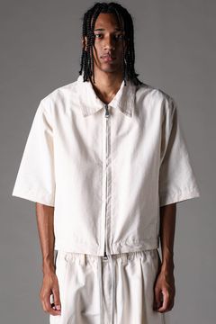 《2027SS先行予約》Cotton Nylon Zip Half Sleeve Shirts"Black / Ivory / D.khaki" / コットンナイロンジップハーフスリーブシャツブラック / アイボリー /ダークカーキ"