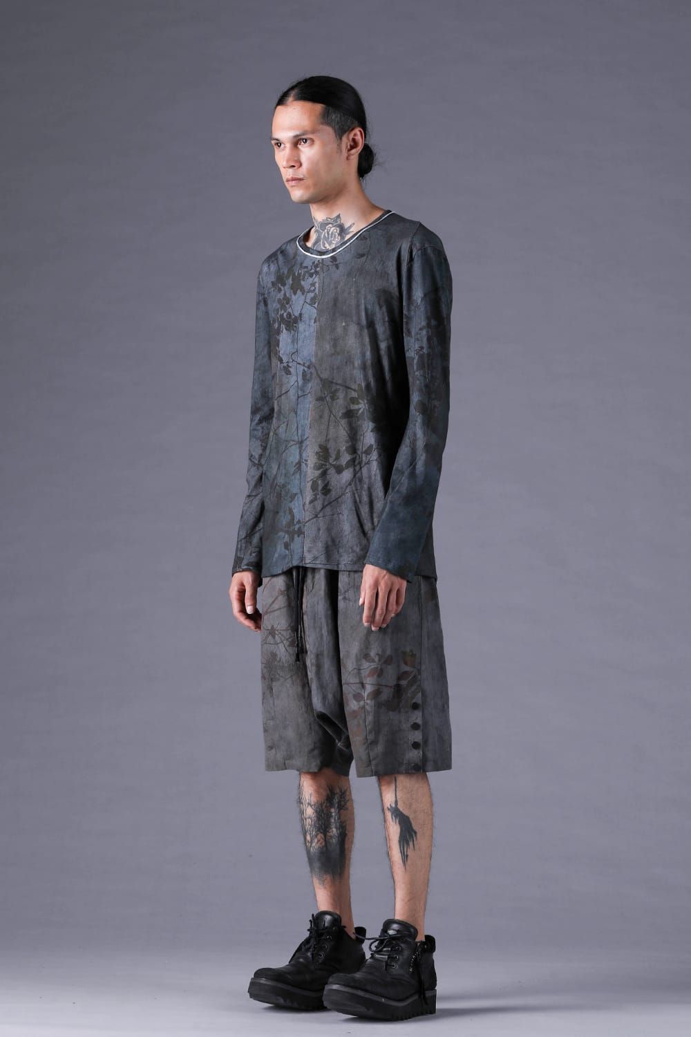 《2027SS先行予約分》Inkjet-Printed 30/- Cotton L/ST-Shirt"Charcoal" / インクジェットプリント30/-天竺ロングスリーブTee"チャコール"