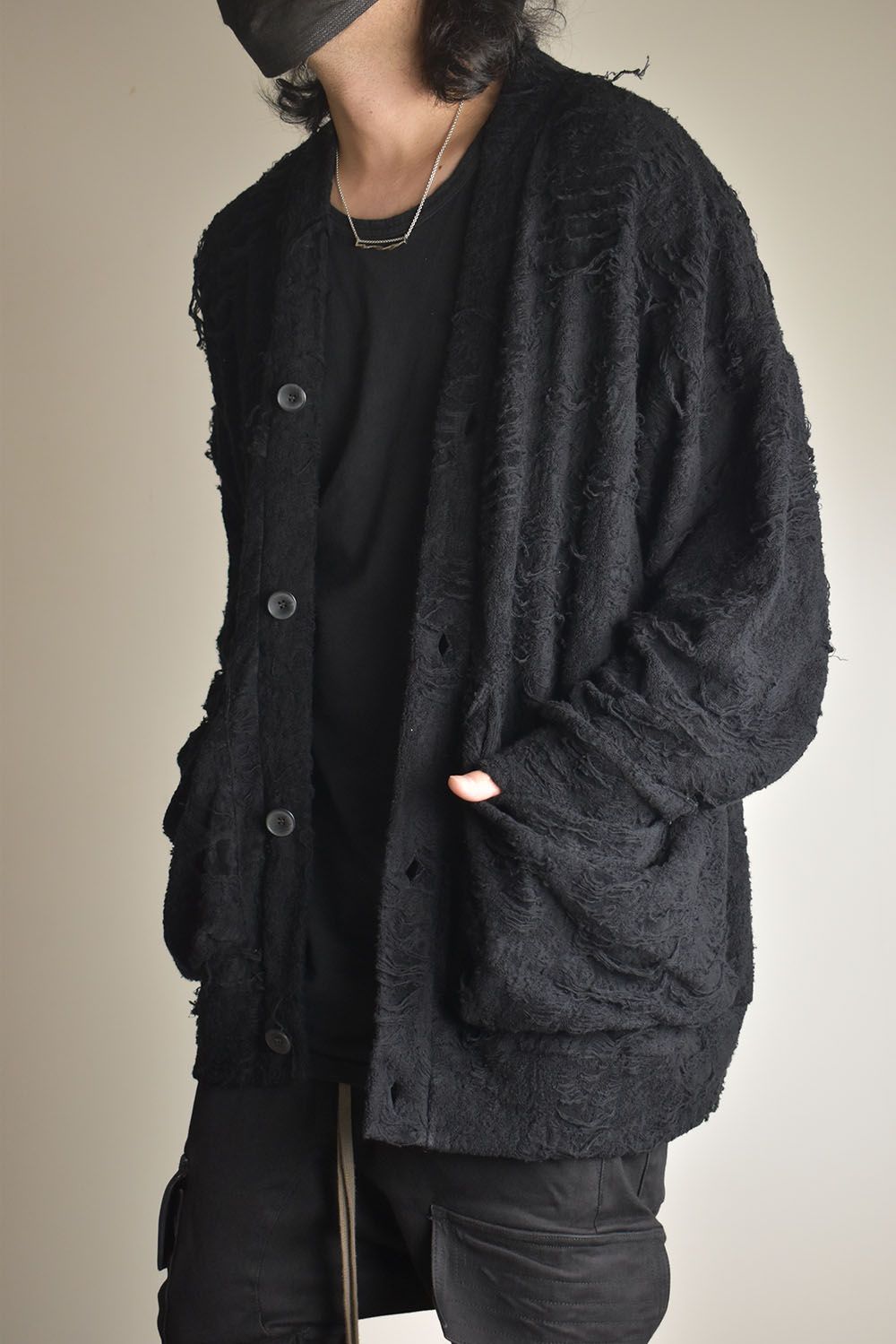 Damage Pile Jumbo Cardigan"Black" / ダメージパイル ジャンボカーディガン"ブラック"