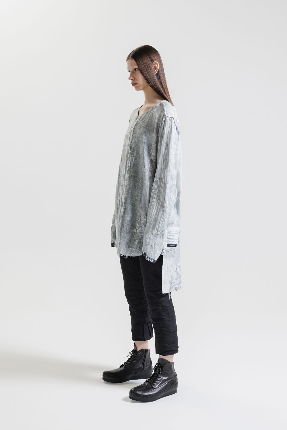 Round Neck Reversible Gauze Shirt"Face Print" / ラウンドネックリバーシブルガーゼシャツ"フェイスプリント"