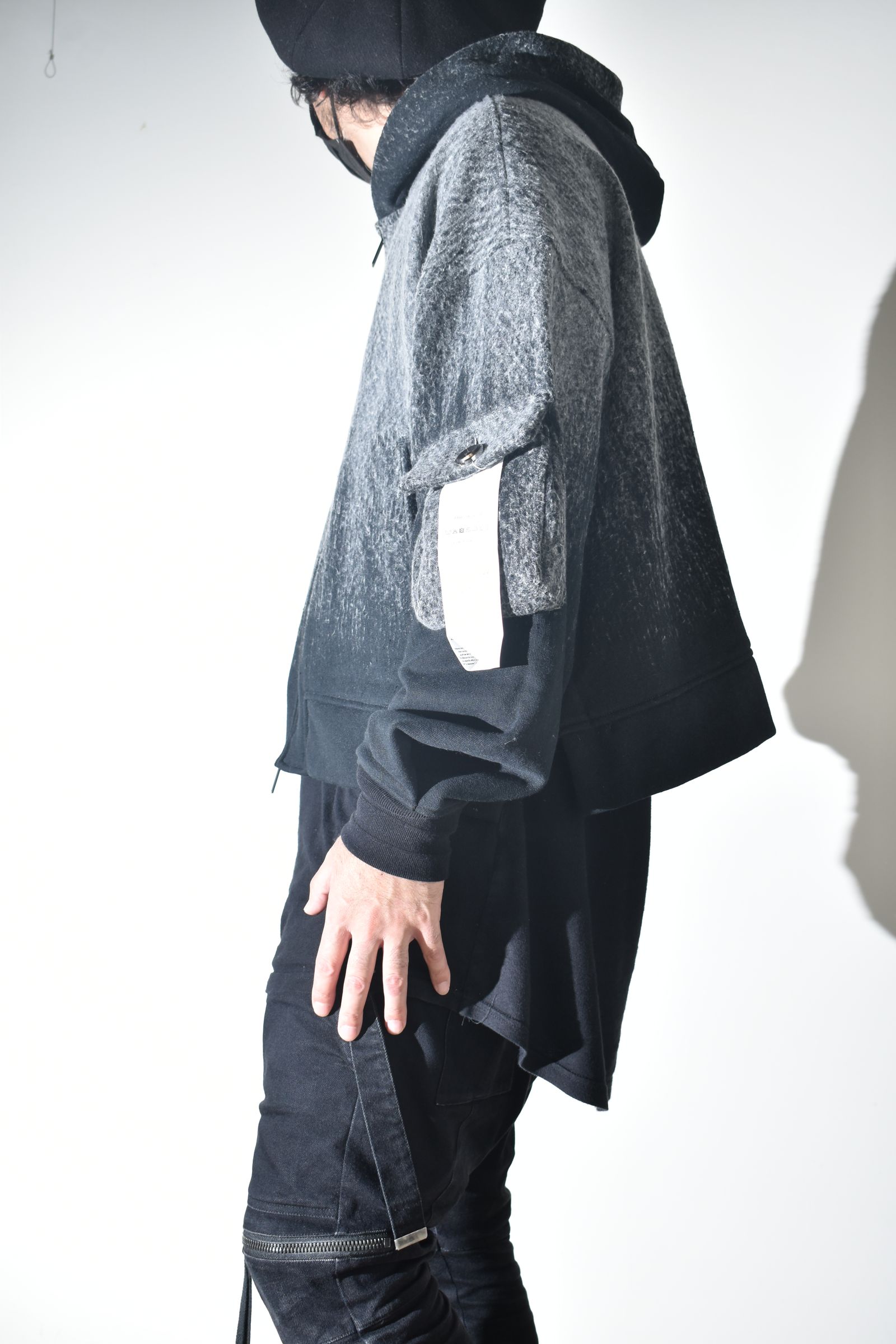 Gradient Needle Punch Double Zip Hoodie "Black Based" / グラデーションニードルパンチダブルジップフーディ"ブラックベース"