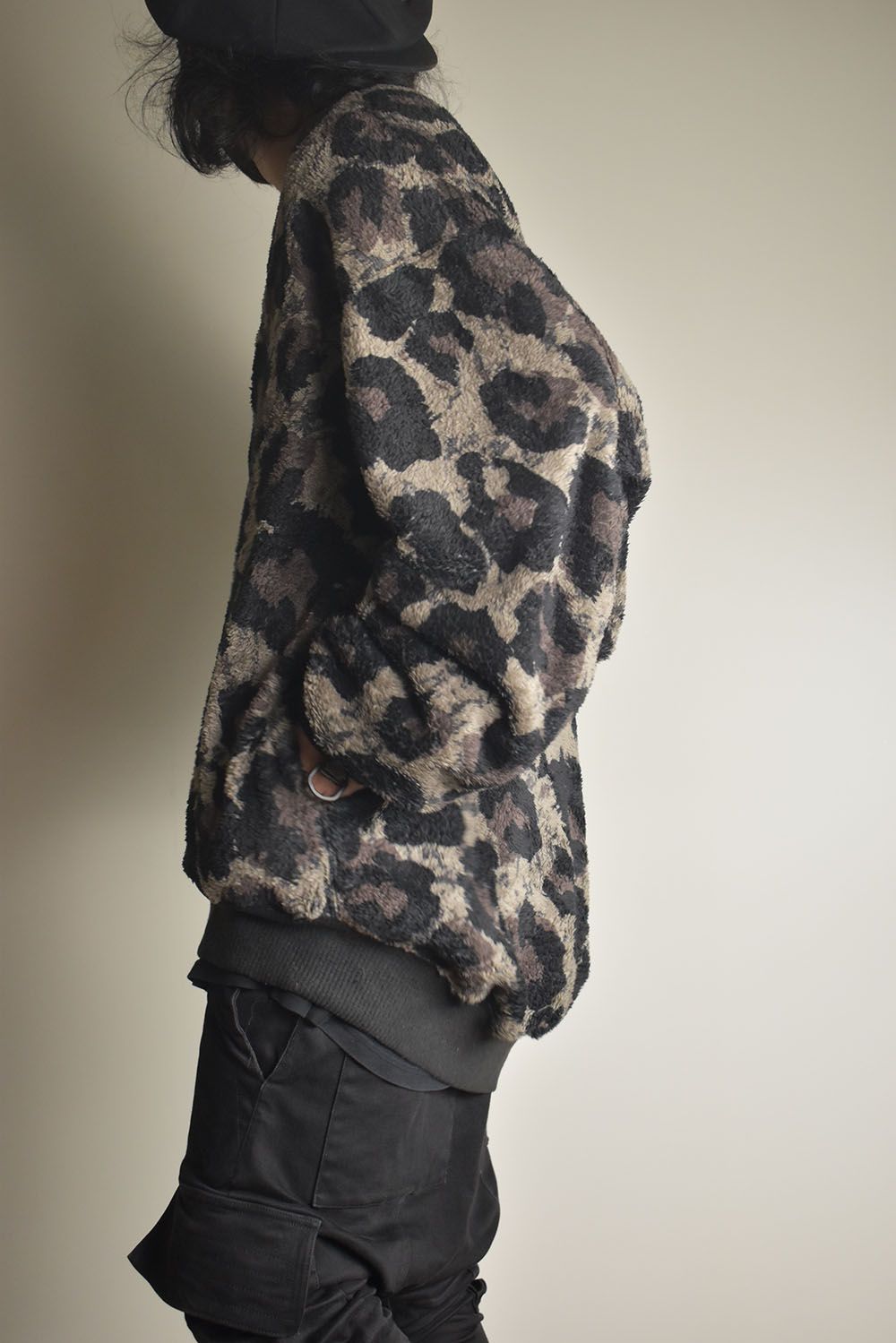 Large Leopard Fleece Cardigan "Dark Leopard" / ラージレオパードフリースカーディガン"ダークレオパード"