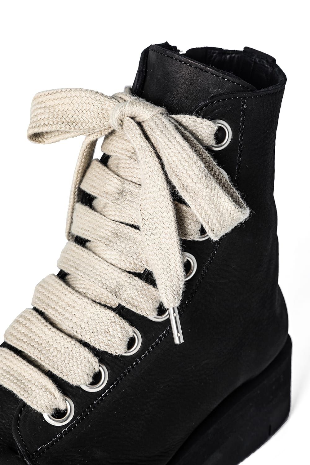 《2027SS先行予約分》 Fat Laces Leather Sneaker Boots "Black" / ファットレースレザースニーカーブーツ"ブラック"
