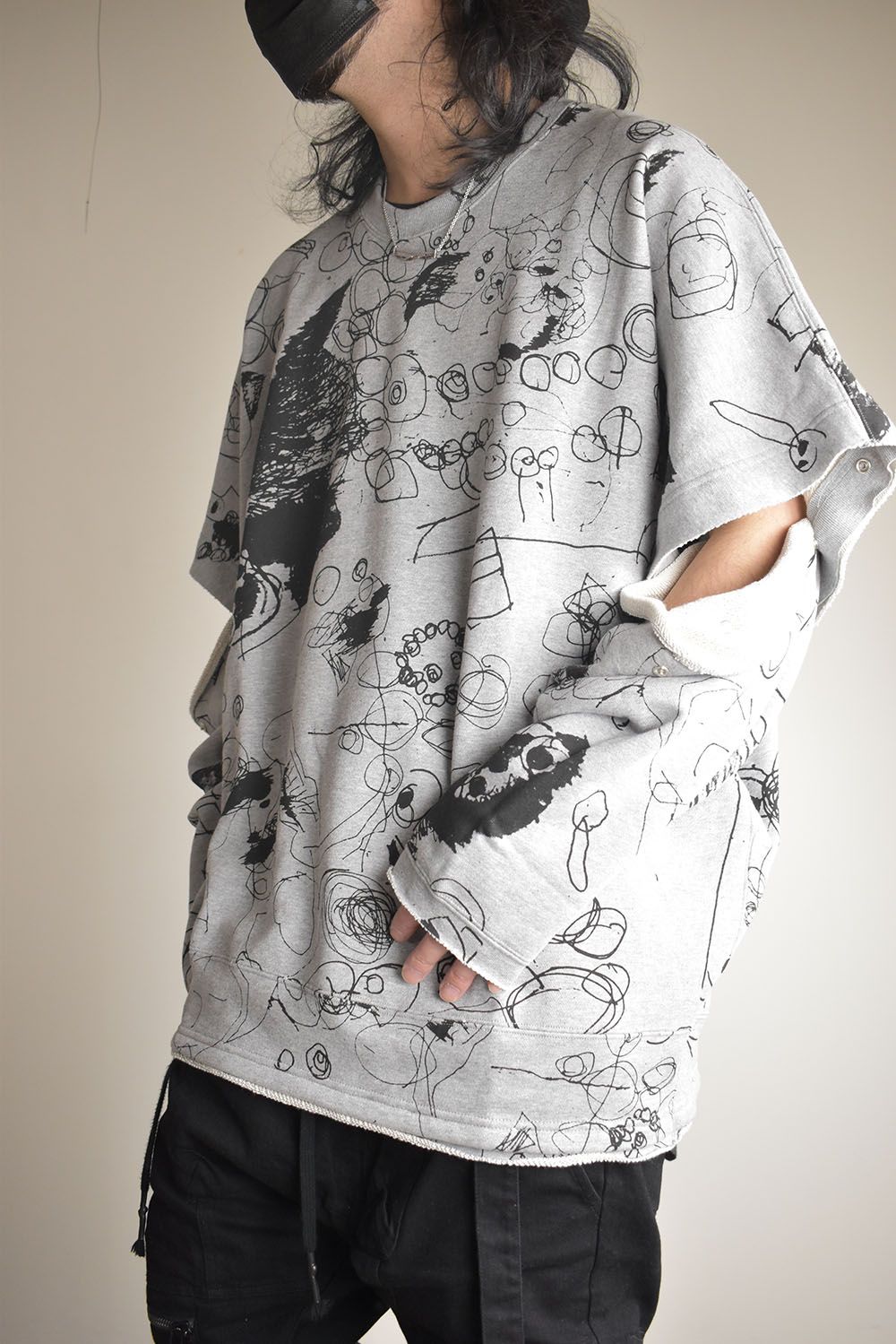 Sweat Oversize Print Pullover"Grey" / スウェットオーバープリントプルオーバー"グレー"