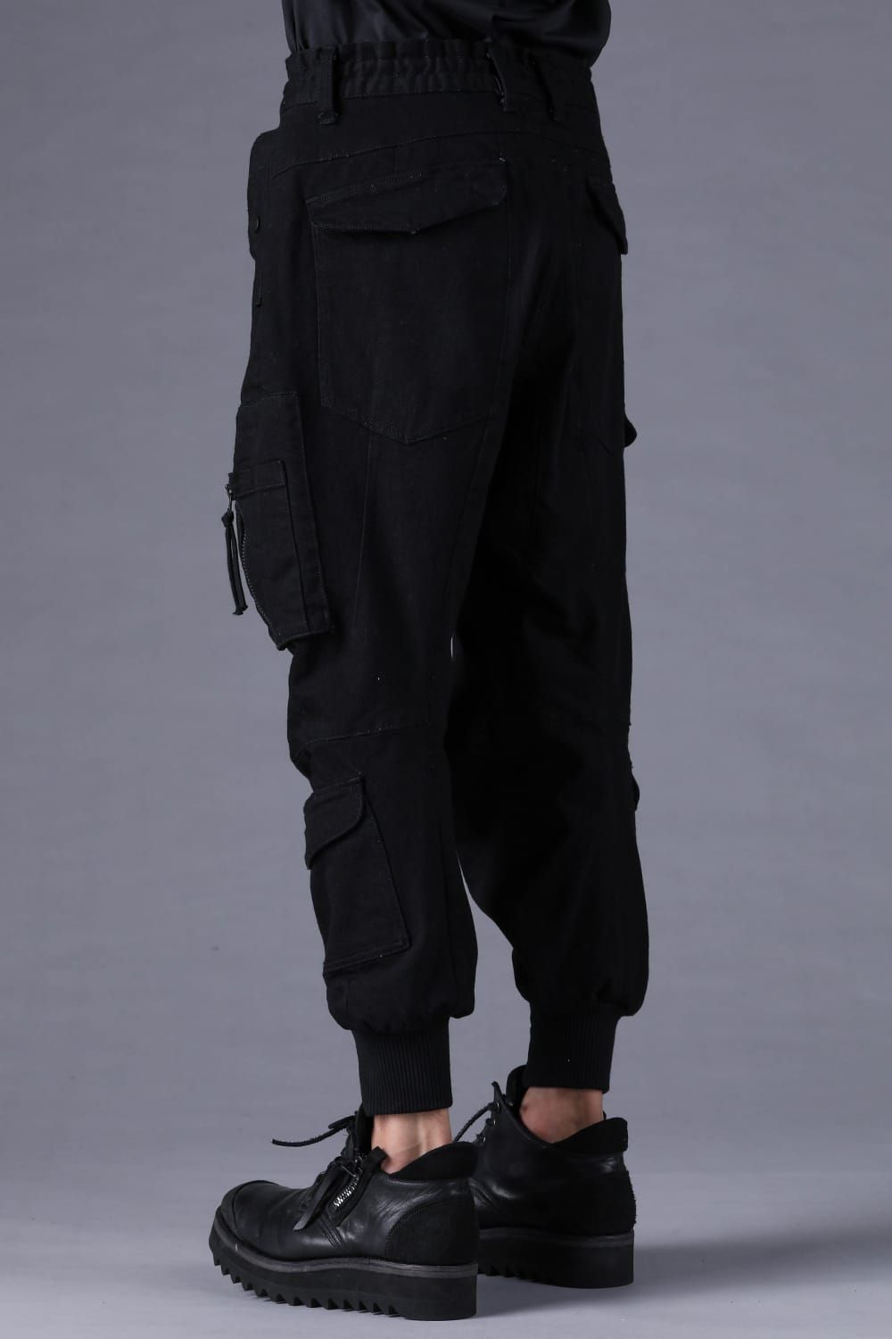 《2027SS先行予約分》Stretch Denim Parachute Cargo Jog Pants"Black" / ストレッチデニムパラシュートカーゴジョグパンツ"ブラック"