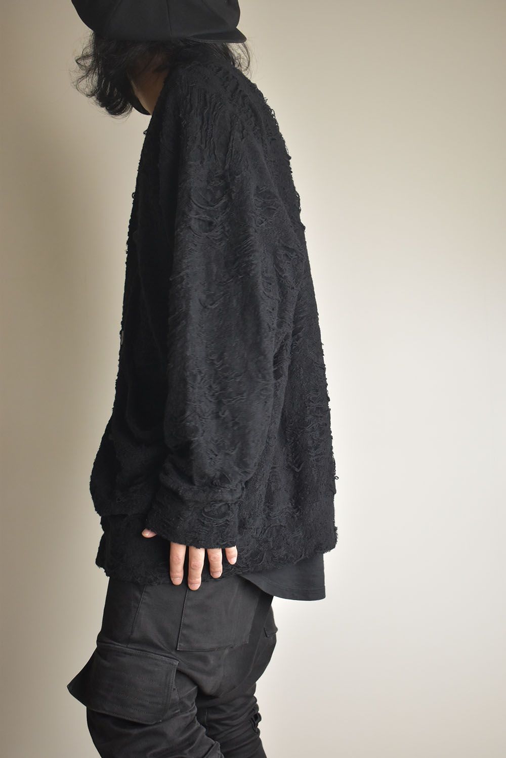 Damage Pile Jumbo Cardigan"Black" / ダメージパイル ジャンボカーディガン"ブラック"