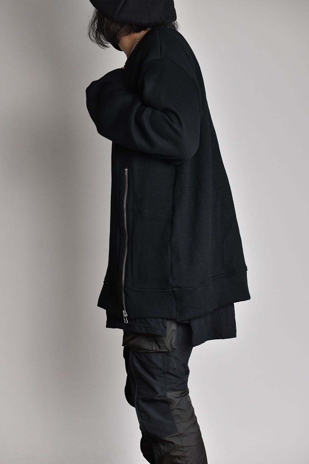 Layered Zip Pullover"Black" /レイヤードジッププルオーバー"ブラック"