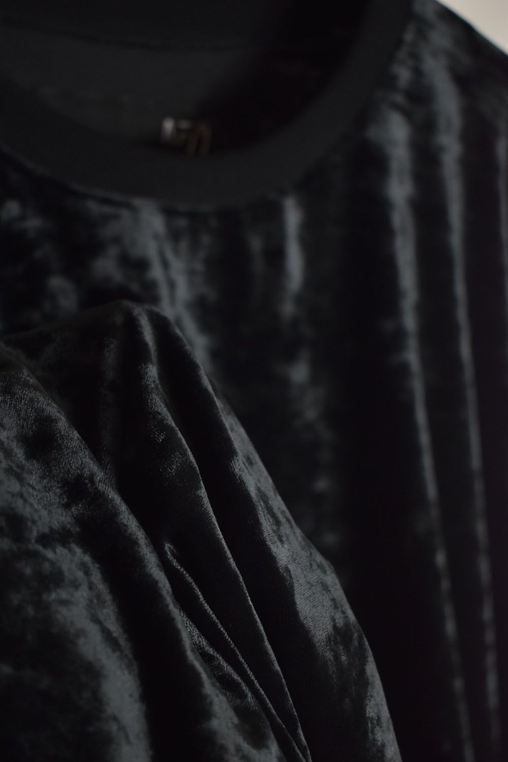 Washer Velor Jumbo Crew Neck Top"Black" / ワッシャーベロアジャンボクルーネックトップ"ブラック"