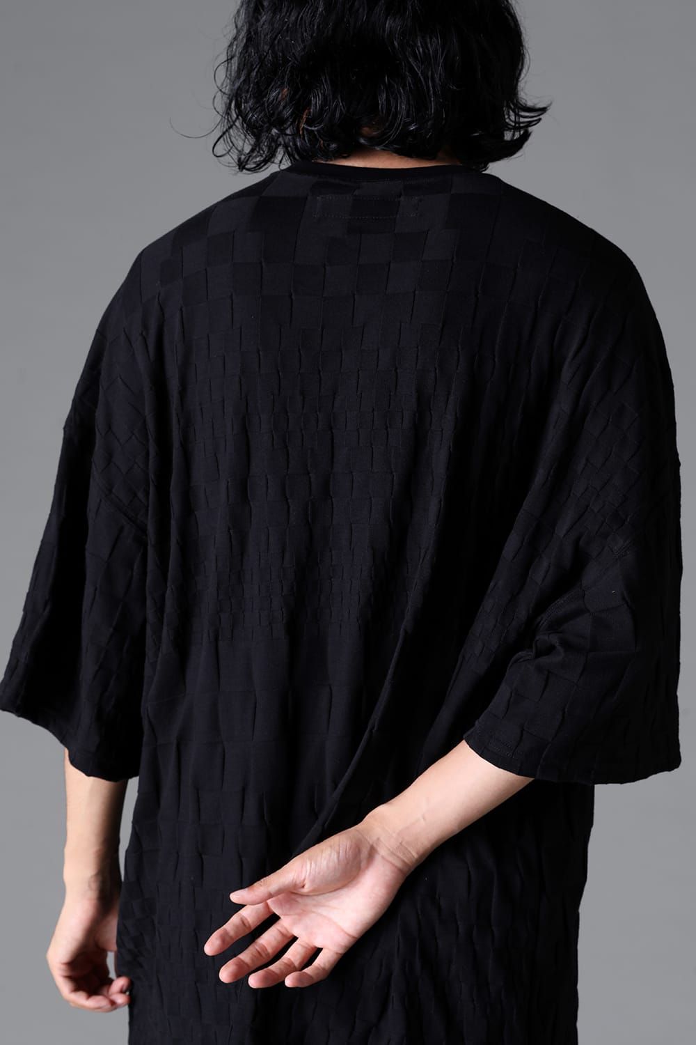 《2026SS先行予約》Gradient Plaid Pattern Jumbo Tee"Black / Cream" / グラデーションチェックパターンジャンボTee"ブラック/クリーム"
