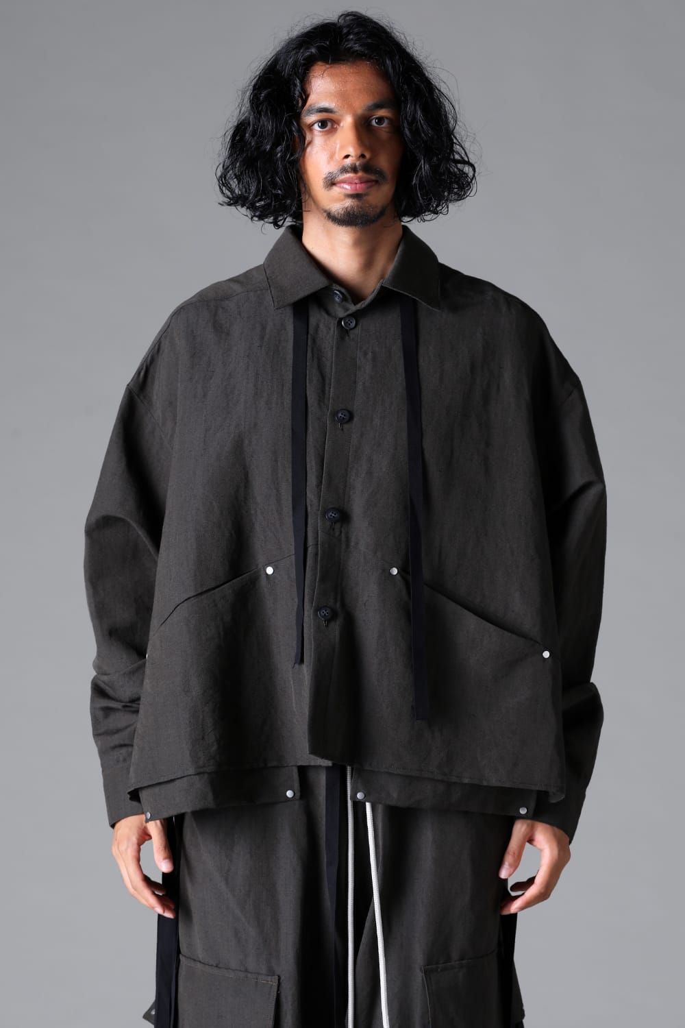 《2026SS先行予約》Wide Short Shirts"Black / Stone /Khaki /D.Grey / ST×GY" / ワイドショートシャツ"ブラック/ストーン/カーキ/ダークグレー/ストライプ×ダークグレー"
