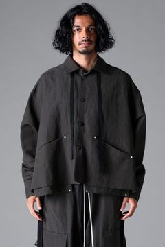 《2026SS先行予約》Wide Short Shirts"Black / Stone /Khaki /D.Grey / ST×GY" / ワイドショートシャツ"ブラック/ストーン/カーキ/ダークグレー/ストライプ×ダークグレー"