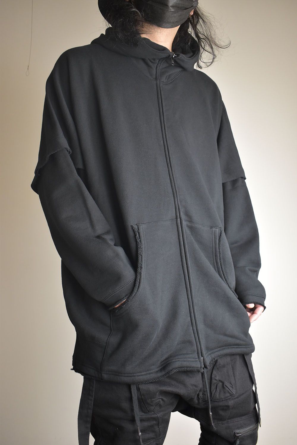 Sweat Oversize Zip Up Hoodie"Black" / スウェットオーバーサイズジップアップパーカ"ブラック"