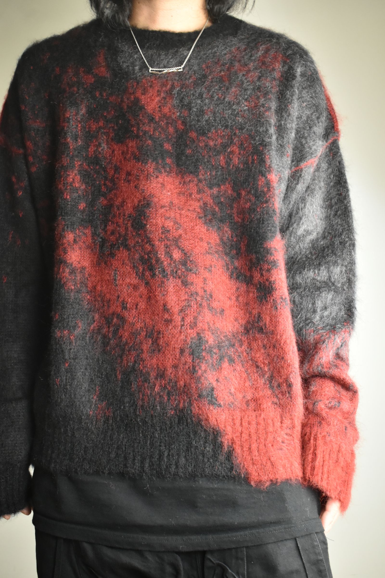 Gradation Mohair Knit Pullover"Black-Red" / グラデーションモヘアニットプルオーバー"ブラックレッド"