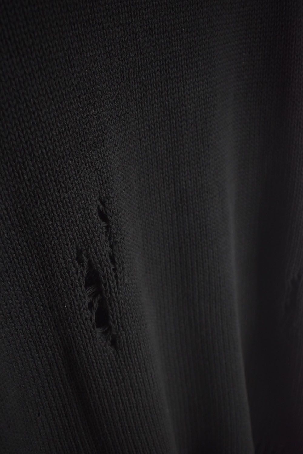 Cotton 3GG Damaged Knit Pullover"Black" / コットン 3GG ダメージニットプルオーバー"ブラック"