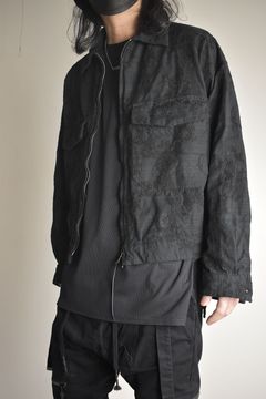 Embroidered Striped Blouson"Black" / 刺繍ストライプブルゾン"ブラック"