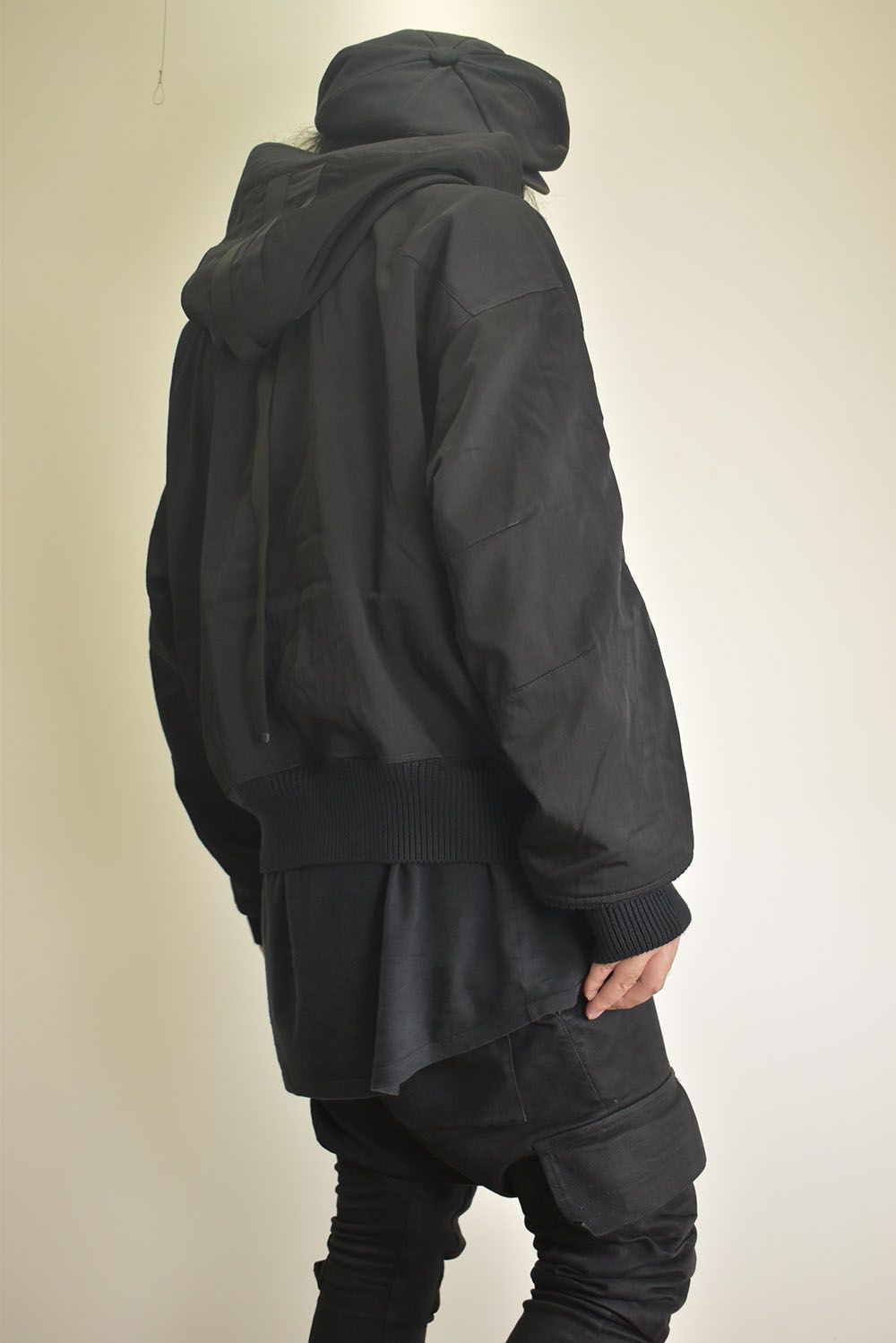 Nylon Wool Twill Hooded Jacket"Black" / ナイロンウールツイルフーデッドジャケット"ブラック"