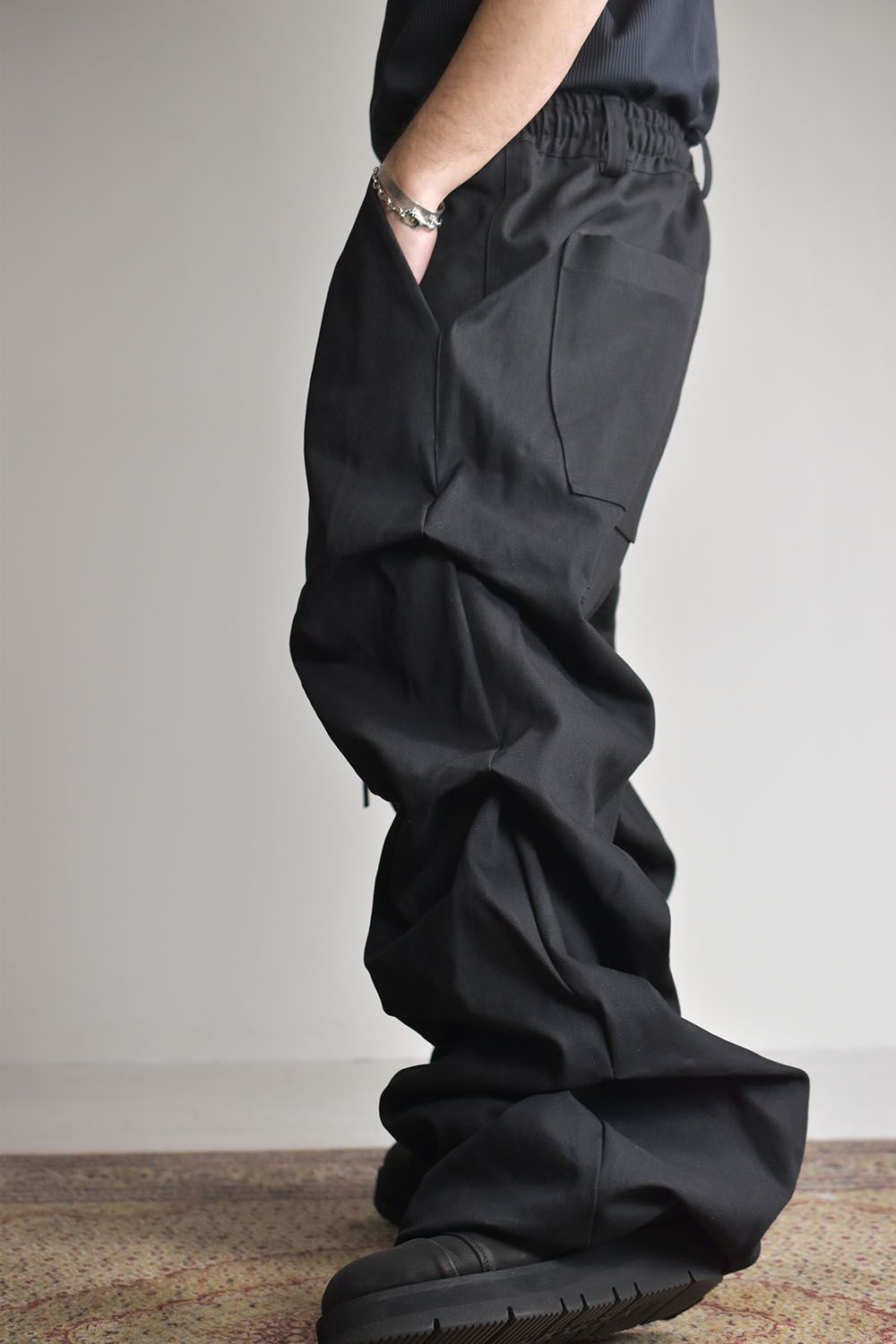 《2025AW先行予約》Denim Tuck Wide Pants"Black/Navy"/デニムタックワイドパンツ"ブラック/ネイビー"