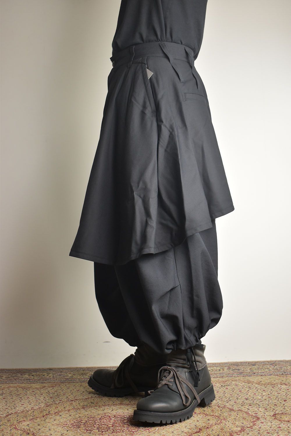 Layerd Super Wide Sarouel"Black" / レイヤードスーパーワイドサルエル"ブラック"