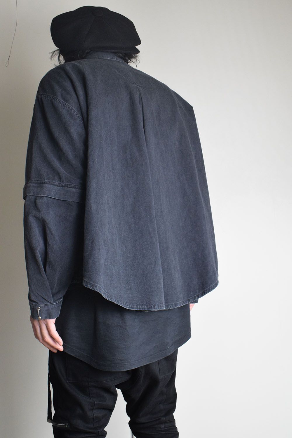 Detachable Sleeve Hook Cuff Shirt"Black Washed" / デタッチャブルスリーブホックカフスシャツ"ブラックウォッシュド"