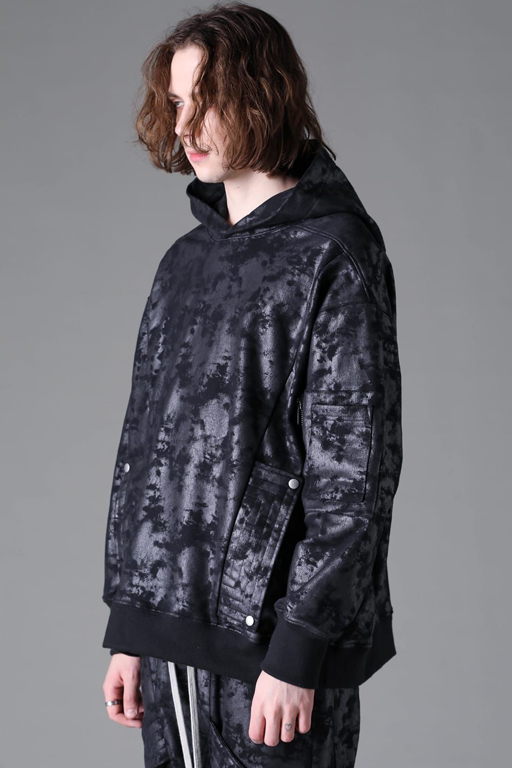 《2026AW先行予約》Sweat Cargo Hoodie Pullover"Black / L.Grey" / スウェットカーゴフーディプルオーバー"ブラック/ライトグレー"
