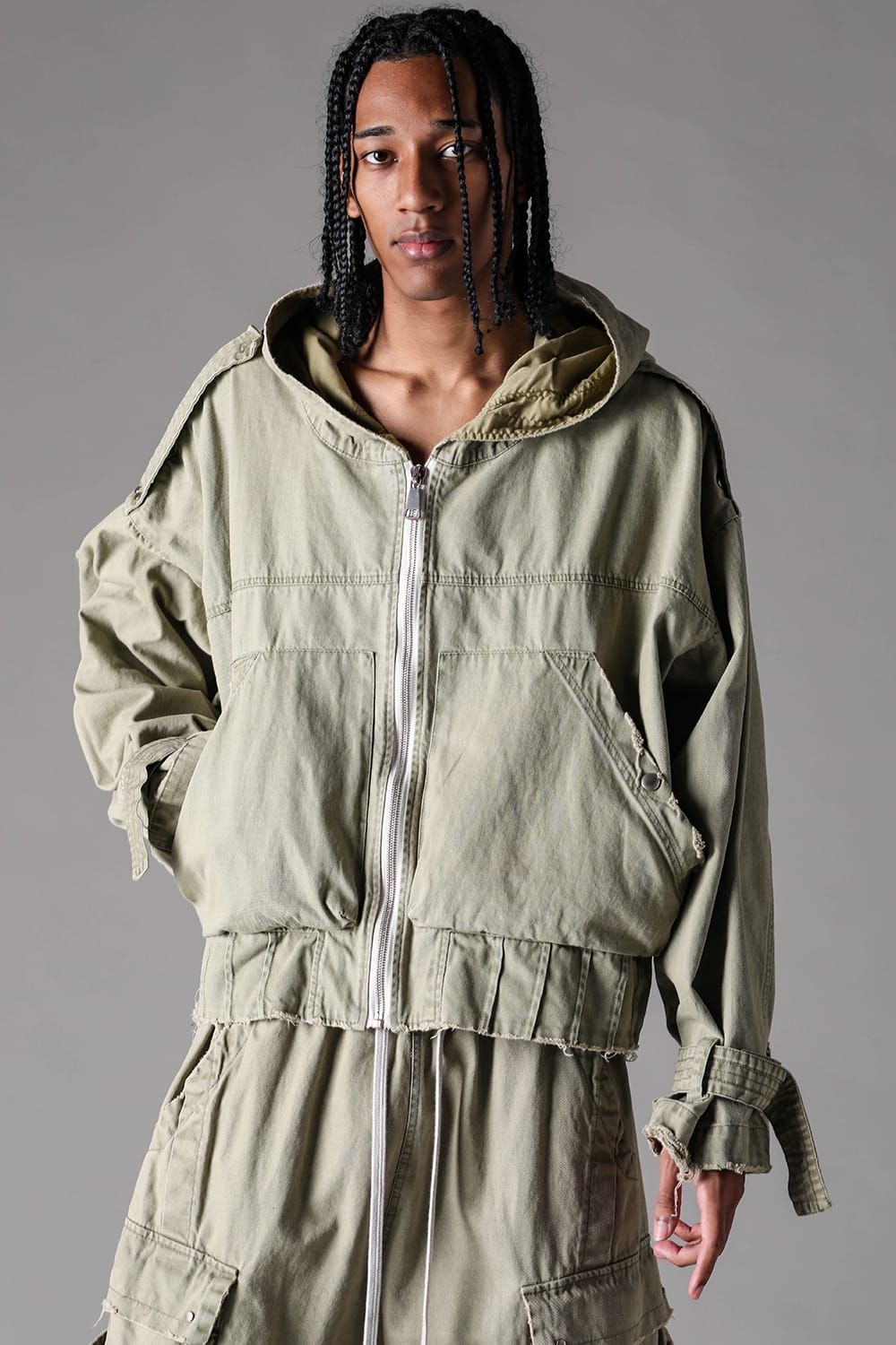 《2027SS先行予約》Hoodie Blouson "Vintage Black / Dust Grey / Dusty Olive" / フーディブルゾン "ヴィンテージブラック /ダストグレー /ダスティオリーブ"