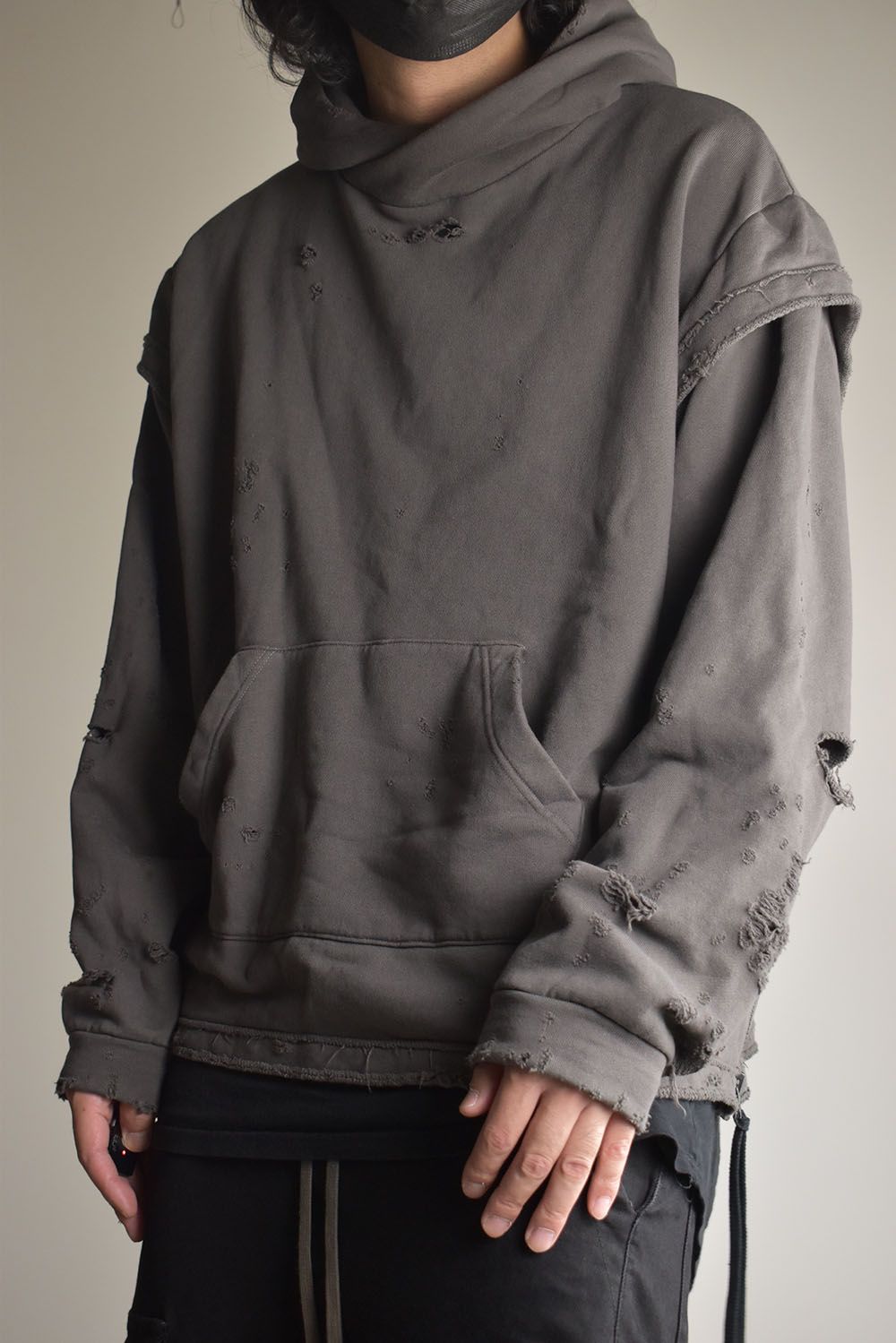 Untwisted Sweat Oversized Pullover Hoodie "Charcoal" / 無撚糸裏毛オーバーサイズプルオーバーフーディー"チャコール"
