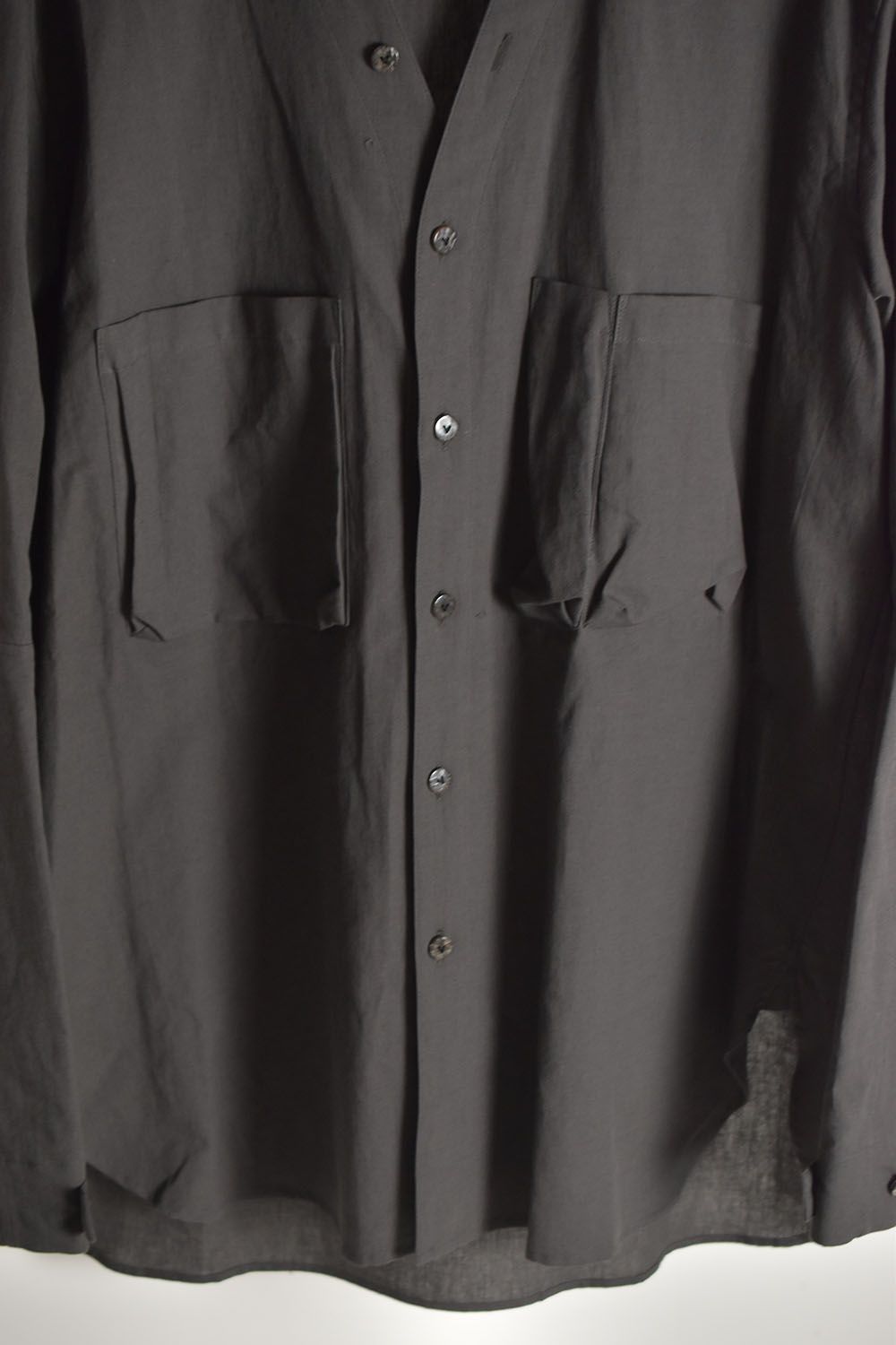 Cotton Linen V neck Shirt""Olive Drab"/コットンリネンVネックシャツ"オリーブドラブ"