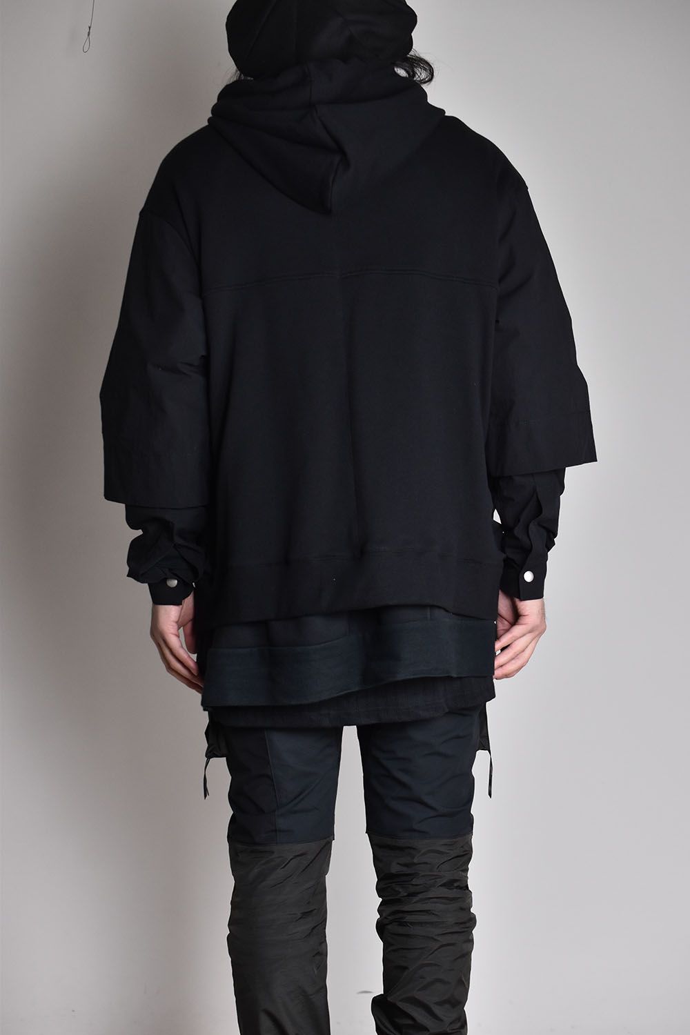 Combi Layered Zip Hoodie"Black"/コンビレイヤードジップフーディ"ブラック"