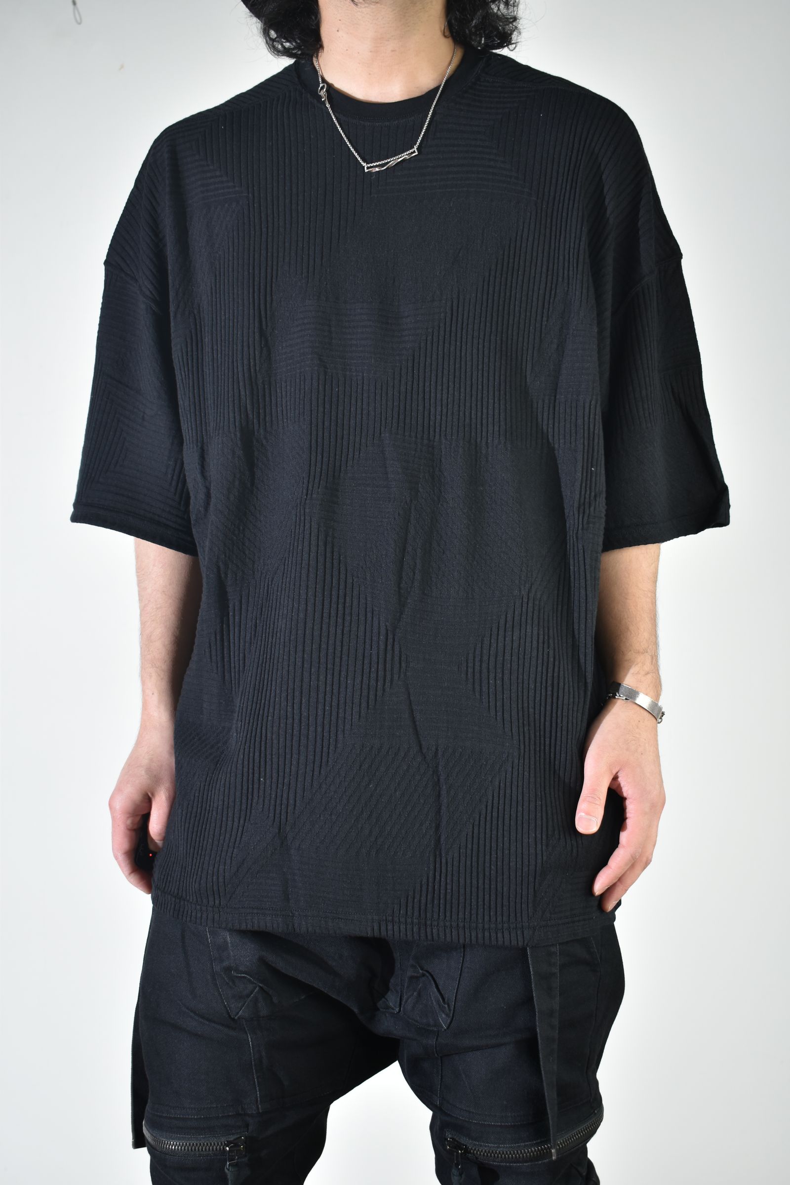 Deformed Stripe Pattern Jumbo Tee "Black" /ディフォルメドストライプパターンジャンボTee"ブラック"