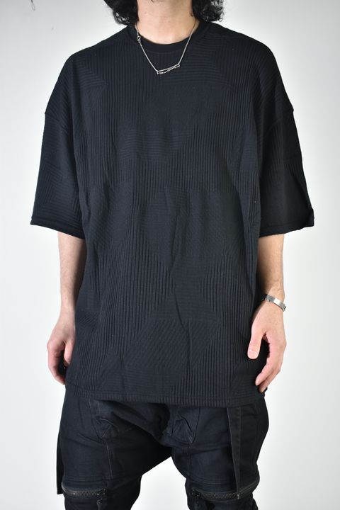 Deformed Stripe Pattern Jumbo Tee "Black" /ディフォルメドストライプパターンジャンボTee"ブラック"