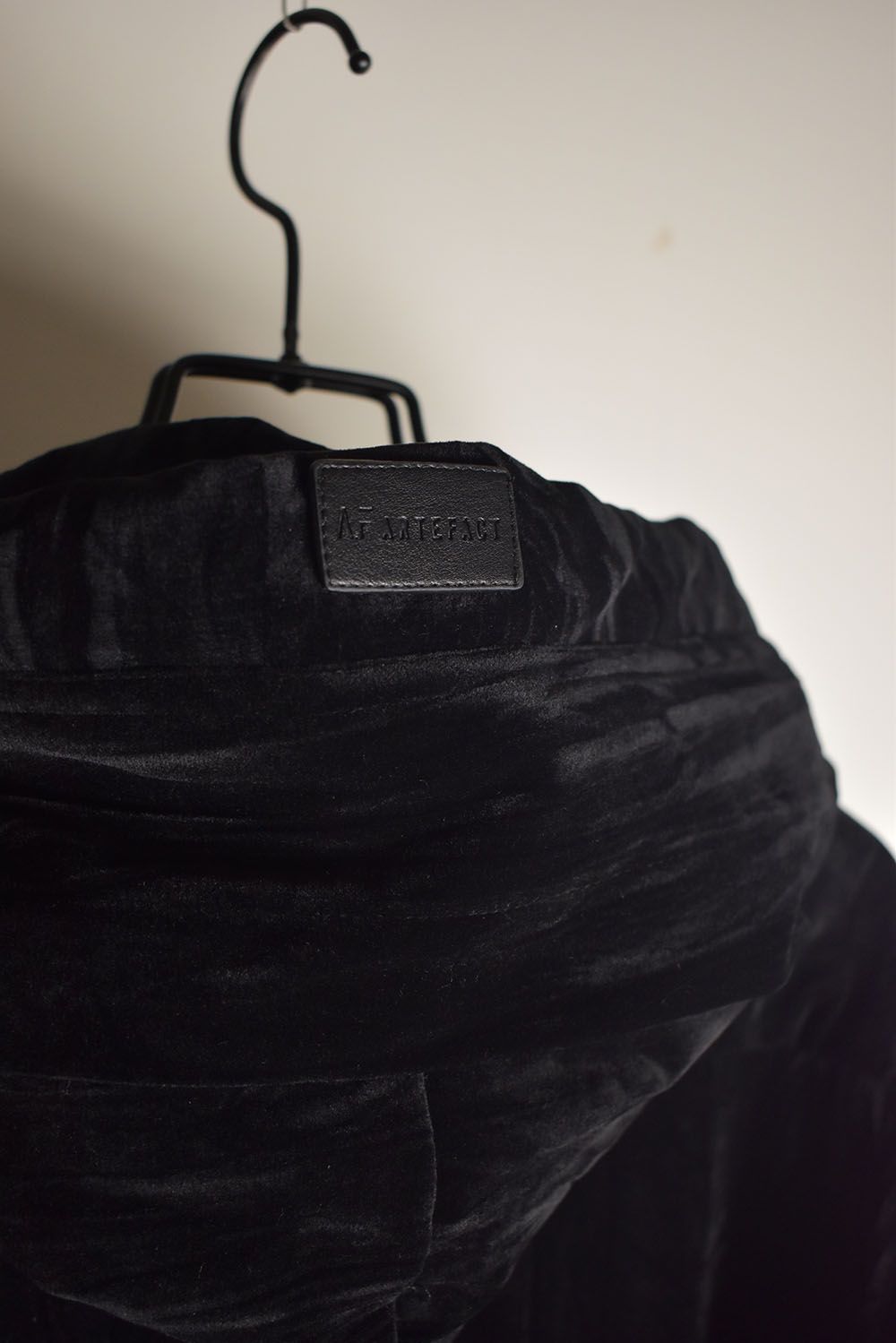Washer Velour Hooded Long Jacket"Black" / ワッシャーベロアフーデッドロングジャケット"ブラック"