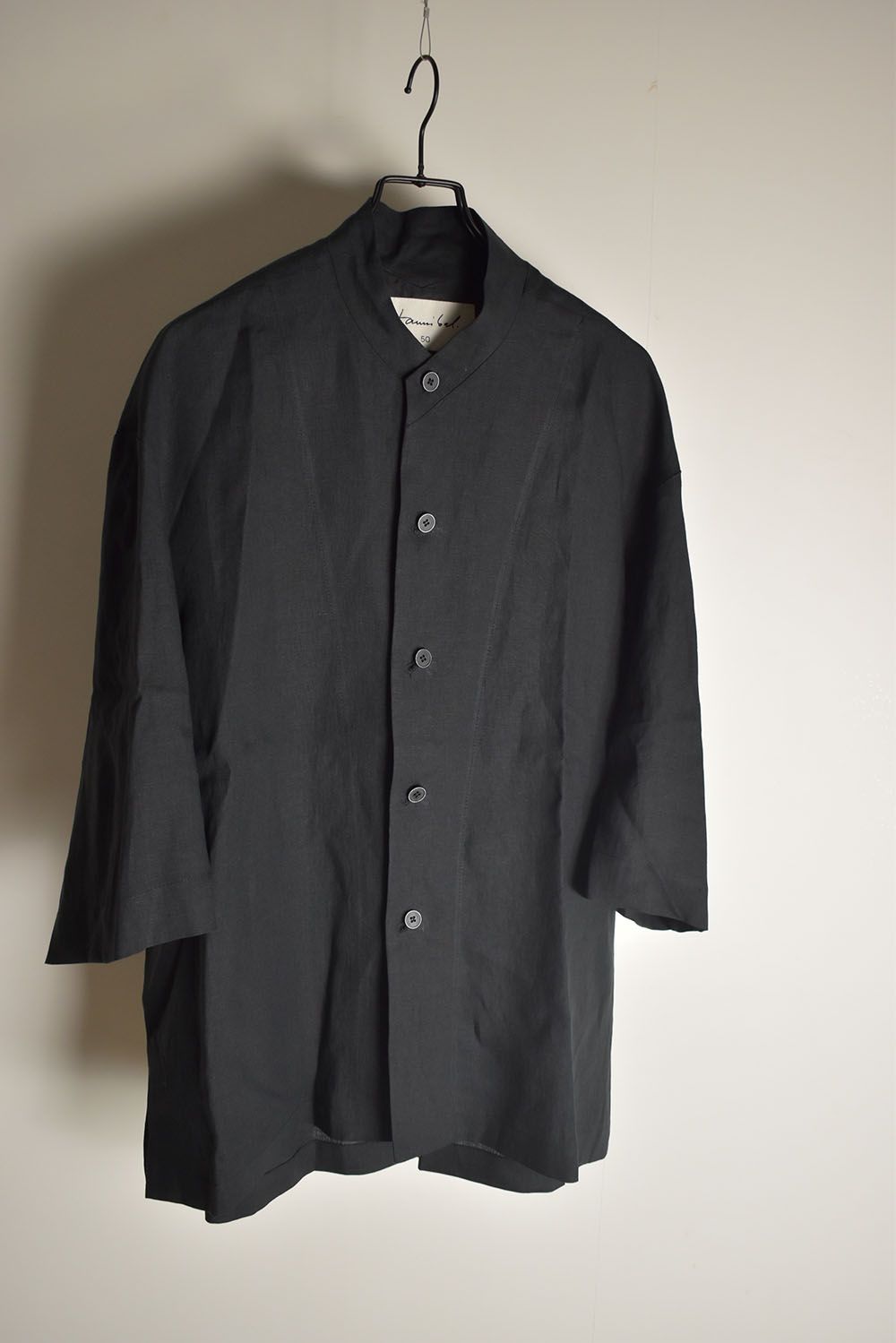 Elbow Length Band Collar Shirts"Lamp Black" / エルボーレングスバンドカラーシャツ"ランプブラック"