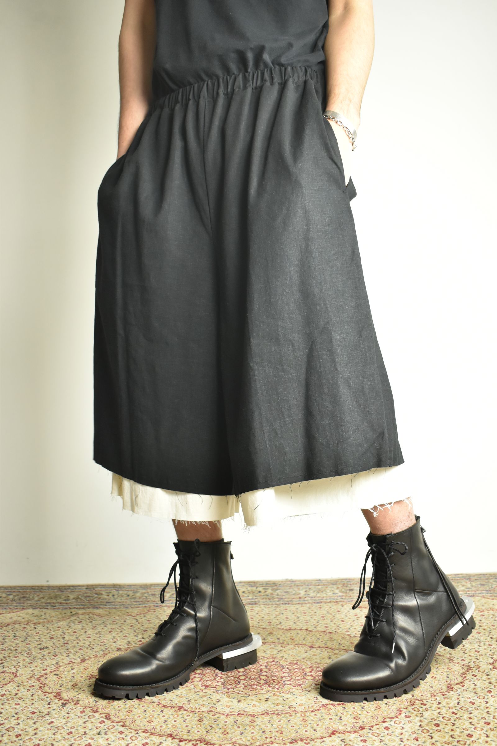 Layerd Easy Half Pants"Black" / レイヤードイージーハーフパンツ"ブラック"