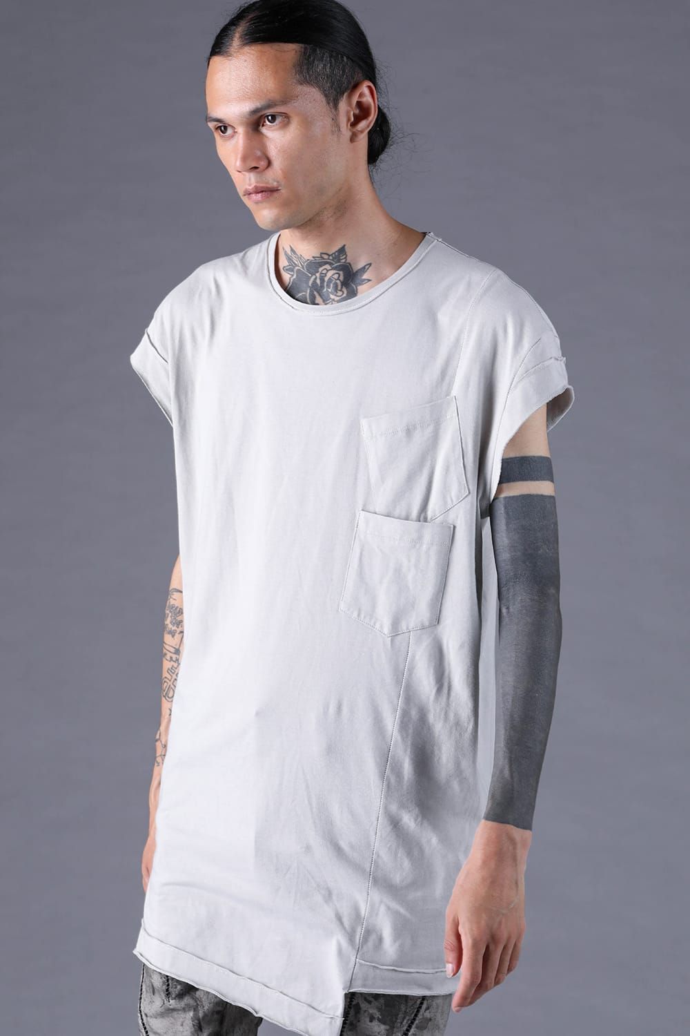 《2027SS先行予約分》30/- Cotton Cap Sleeves T-Shirt "Black / Grey / Charcoal" / 30/-天竺キャップスリーブTシャツ "ブラック / グレー /チャコール"
