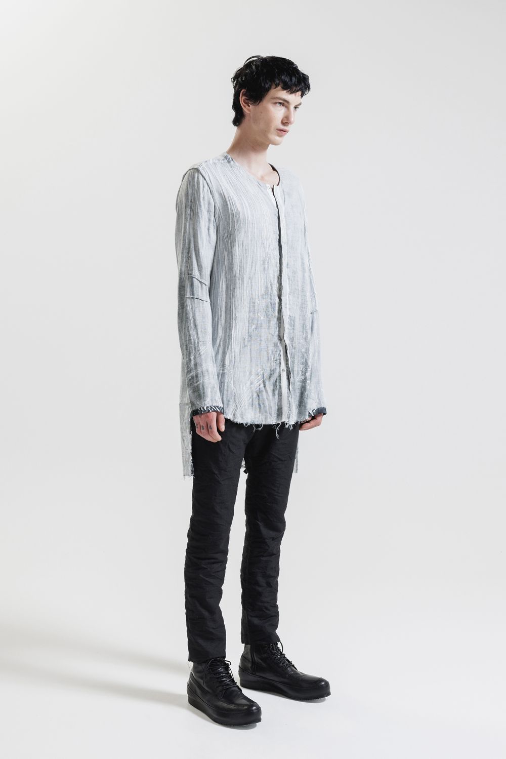 Round Neck Reversible Gauze Shirt"Face Print" / ラウンドネックリバーシブルガーゼシャツ"フェイスプリント"