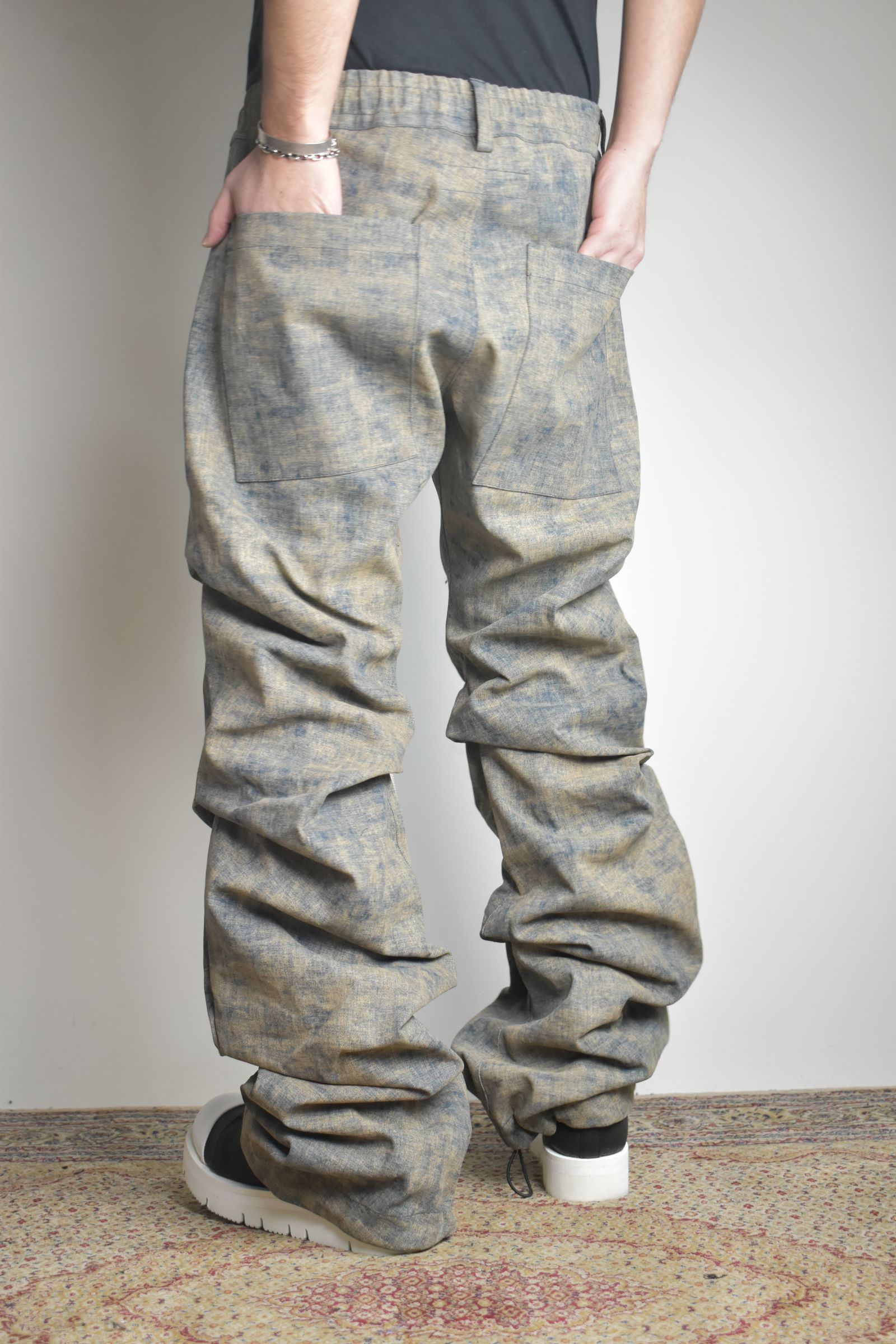 Blended Shades Denim Tuck Bootscut Pants"Steel Blue"/ ブレンデッドシェイドデニムタックブーツカットパンツ"スティールブルー"