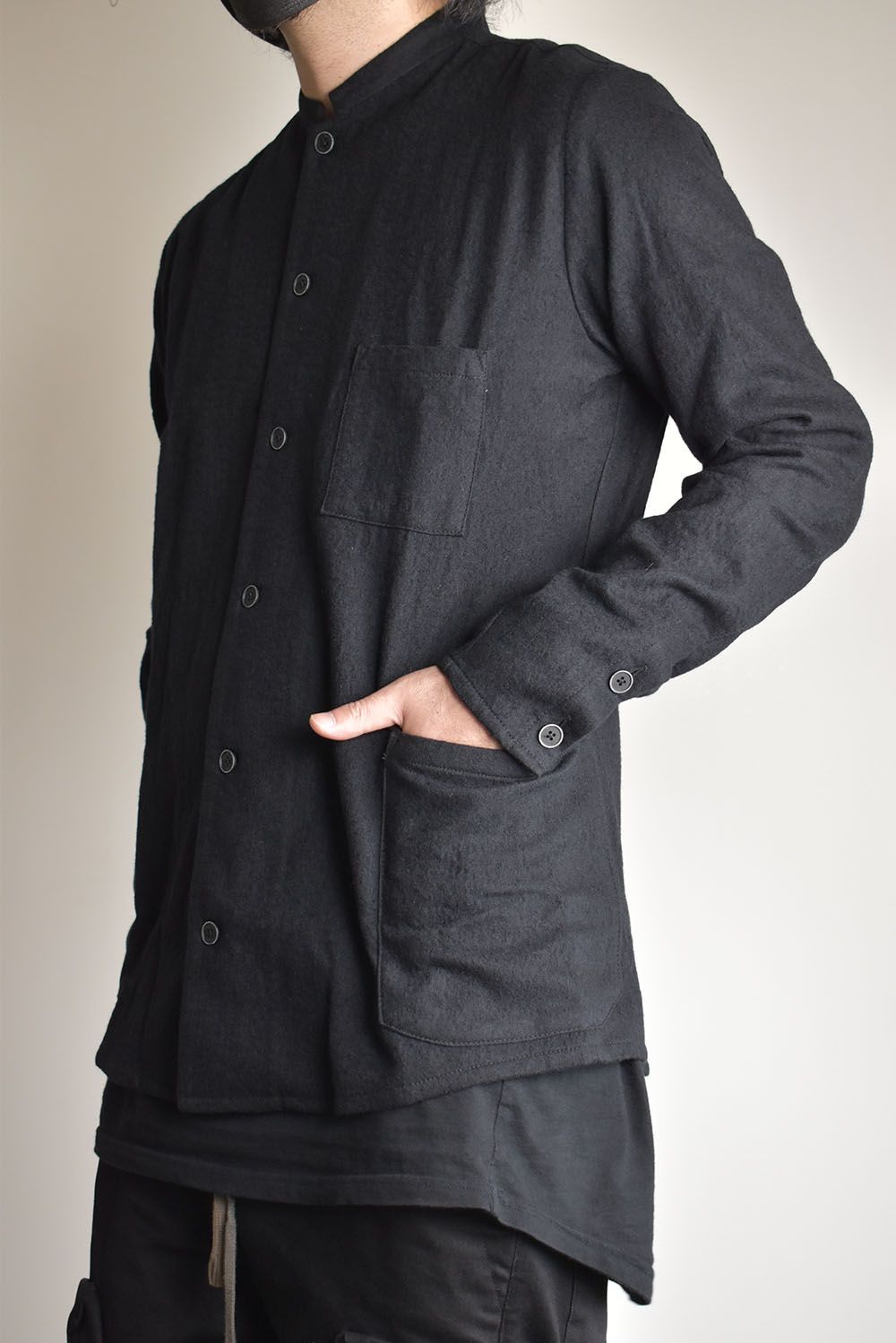 Stand Collar Shirts"Lamp Black"/スタンドカラーシャツ"ランプブラック"