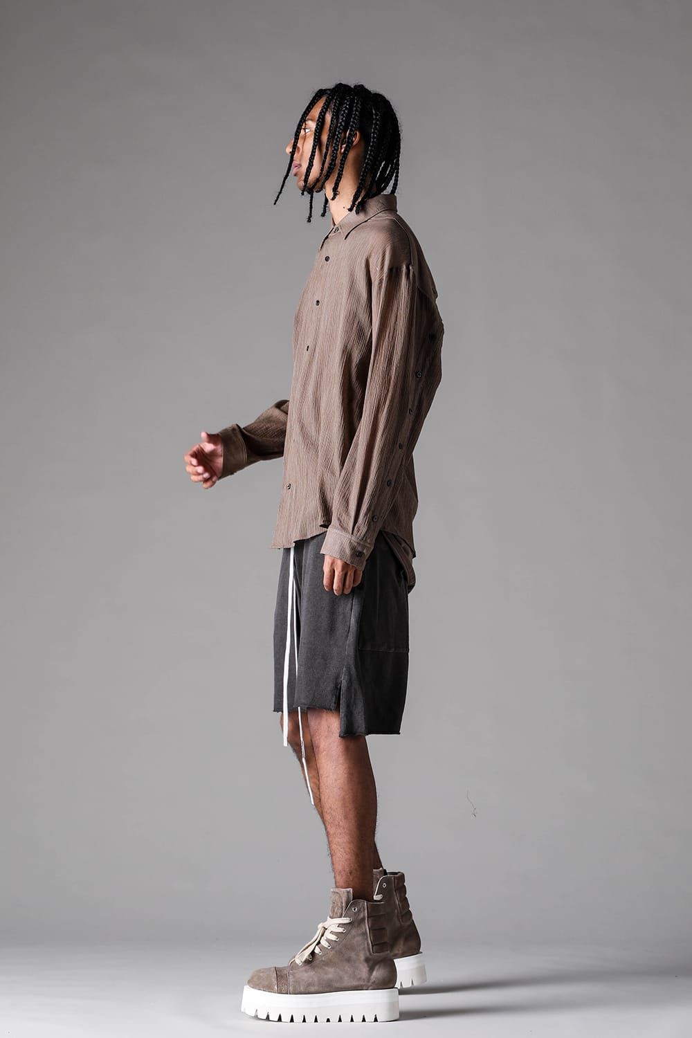 《2027SS先行予約》Sumi Dyed Lightweight French Terry Side Slit Shorts"L.Grey / D.Grey" / 墨染ミニ裏毛サイドスリットショーツ"ライトグレー / ダークグレー"