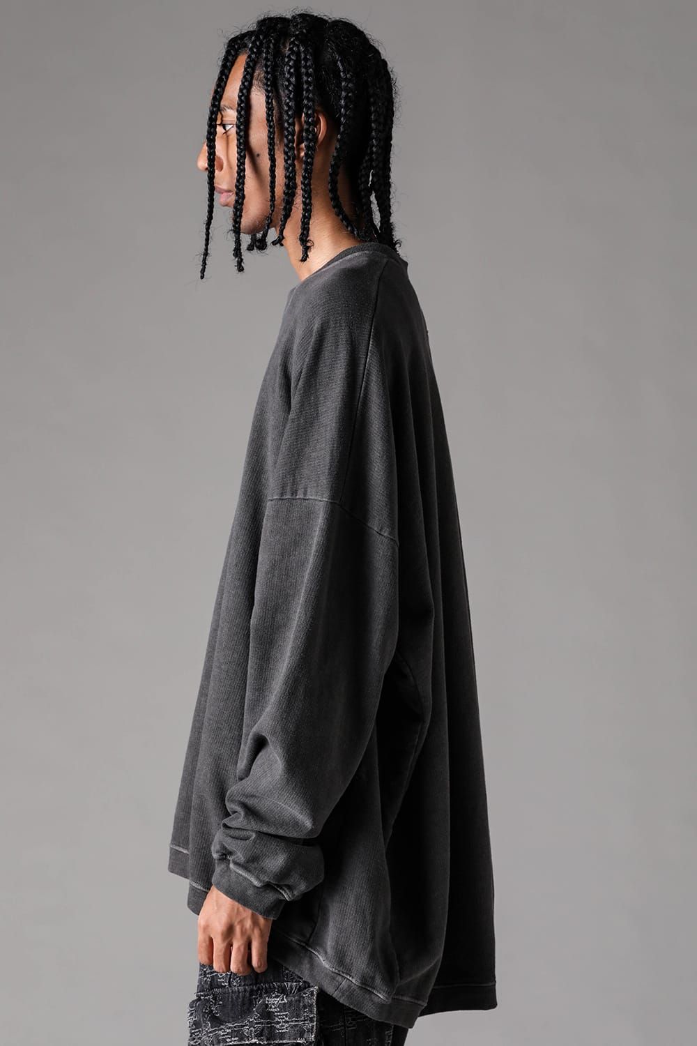 《2027SS先行予約》Sumi Dyed Lightweight French Terry Jumbo Pullover "D.Grey" / 墨染ミニ裏毛ジャンボプルオーバー"ダークグレー"